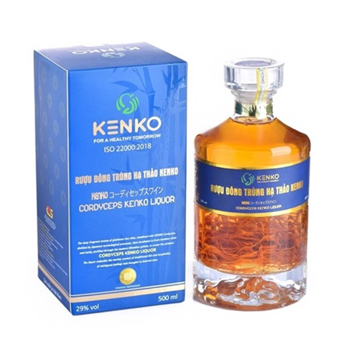 Rượu tre Đông trùng hạ thảo Kenko (Công nghệ Nhật Bản) – Chai 500ml 29% vol
